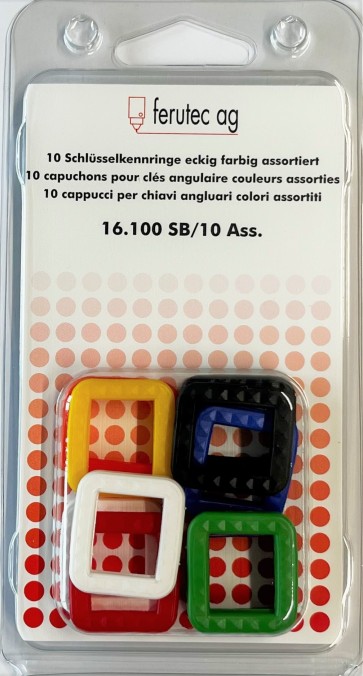 Schlüsselkennringe eckig 10 Stück Selbstbedienung 16.100