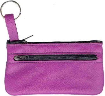 Schlüsseletui aus Leder mit 2 Reissverschlüssen