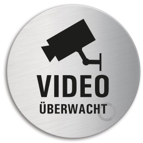Videoüberwacht Edelstahlschild 39226