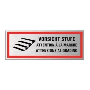 Vorsicht Stufe dreisprachig Aluminiumschild 53413