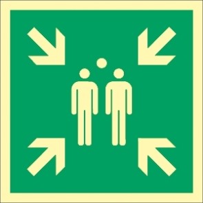 Fluchtwegschild Treffpunkt