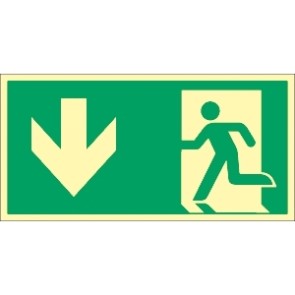 Fluchtwegschild Pfeil nach unten